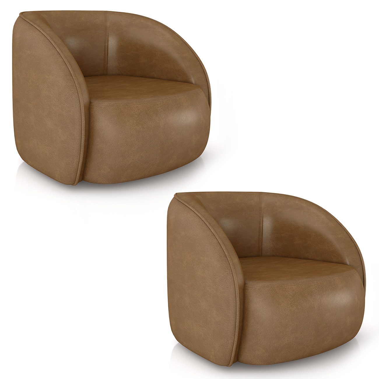 Poltrona para Sala Orgânica Kit 2 Zion M22 Sintético Caramelo - Mpozenato