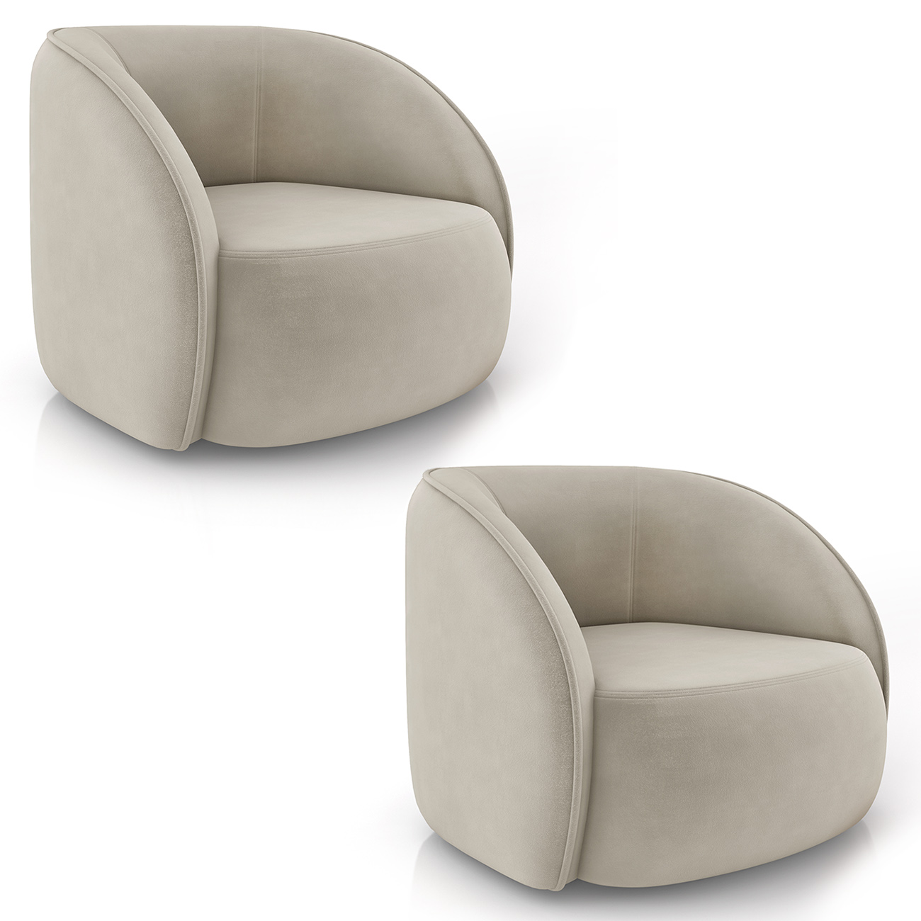 Poltrona para Sala Orgânica Kit 2 Zion M22 Veludo Bege - Mpozenato