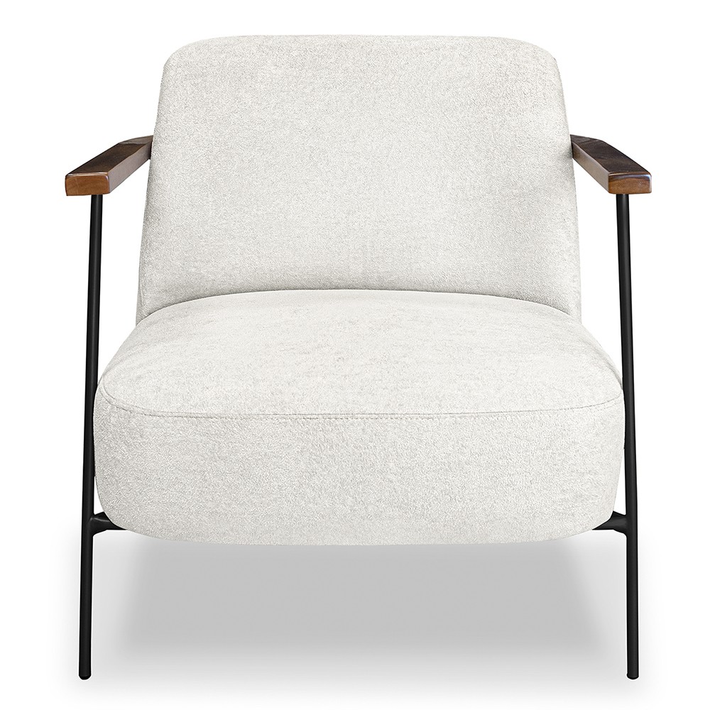 Poltrona para Sala Pés Metálicos Ellen S06 Boucle Branco - Mpozenato