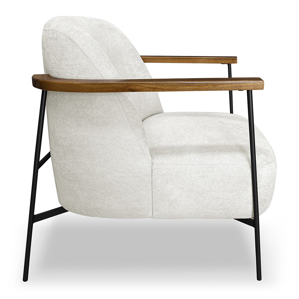 Poltrona para Sala Pés Metálicos Ellen S06 Boucle Branco - Mpozenato