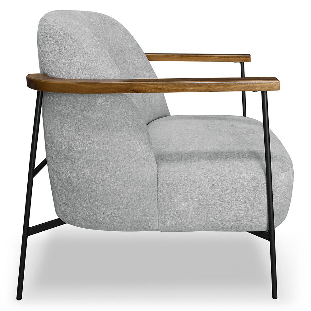 Poltrona para Sala Pés Metálicos Ellen S06 Boucle Cinza - Mpozenato
