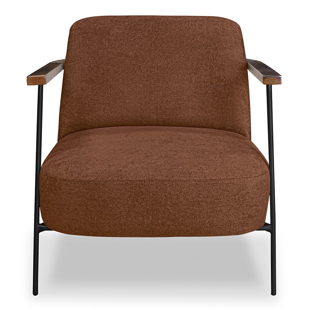 Poltrona para Sala Pés Metálicos Ellen S06 Boucle Terracota - Mpozenato