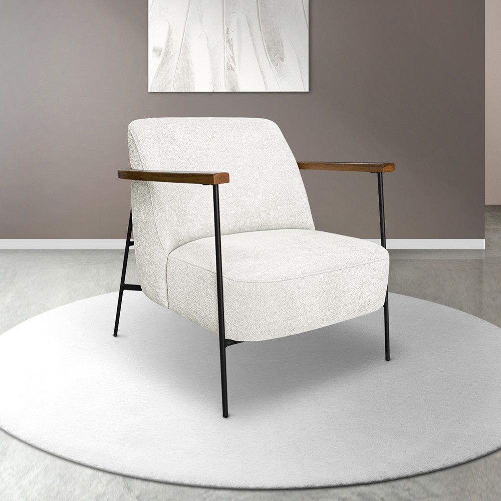 Poltrona para Sala Pés Metálicos Kit 2 Ellen S06 Boucle Branco - Mpozenato