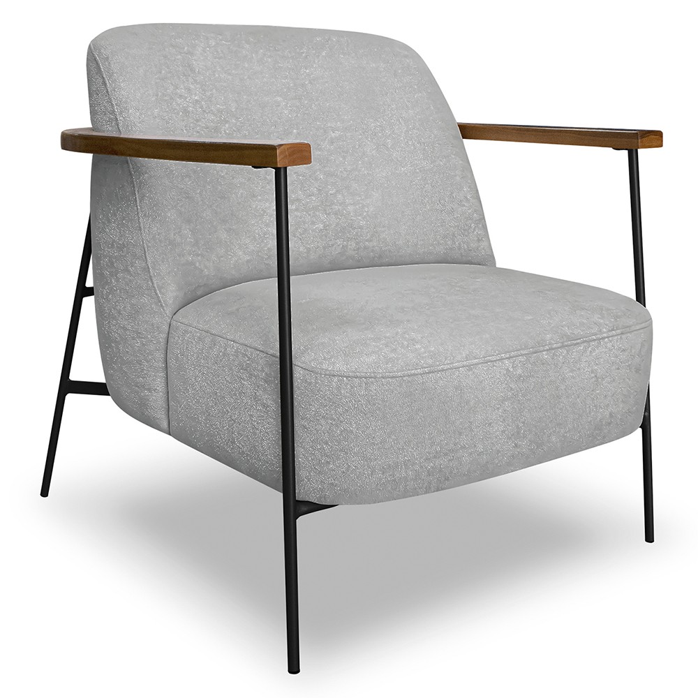 Poltrona para Sala Pés Metálicos Kit 2 Ellen S06 Boucle Cinza - Mpozenato