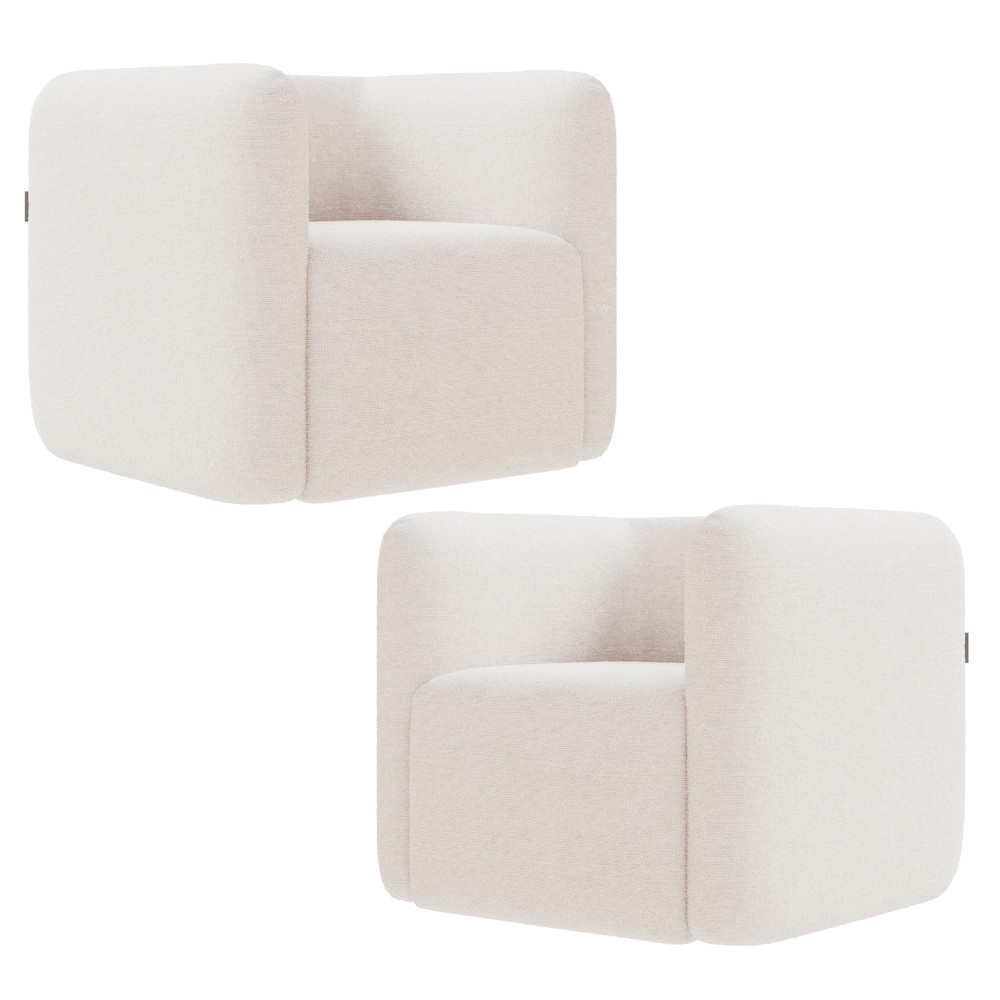 Poltrona para Sala de Estar Decorativa Kit com 2 Maggie K04 Bouclê Bege - Mpozenato