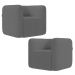 Poltrona para Sala de Estar Decorativa Kit com 2 Maggie K04 Bouclê Cinza - Mpozenato