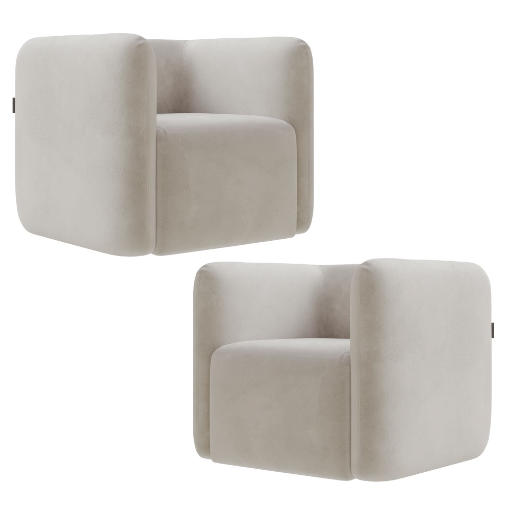 Poltrona para Sala de Estar Decorativa Kit com 2 Maggie K04 Veludo Bege - Mpozenato