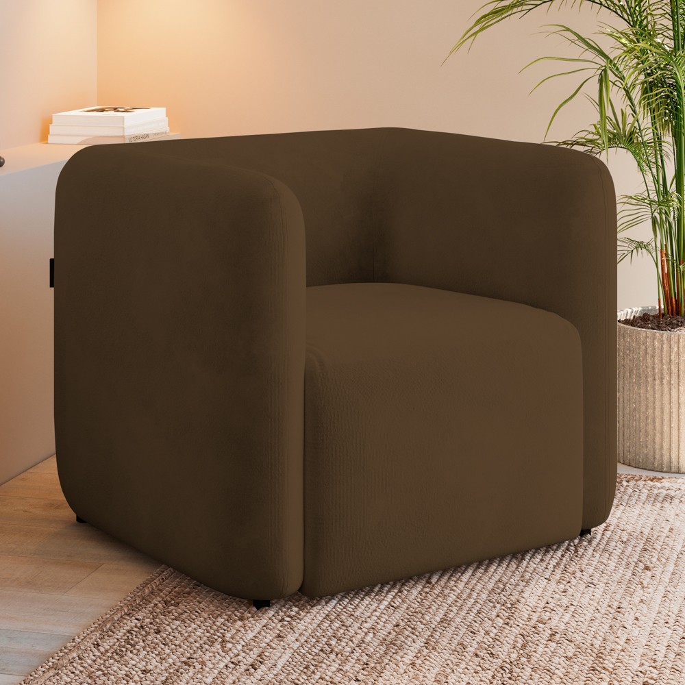 Poltrona para Sala de Estar Decorativa Kit com 2 Maggie K04 Veludo Marrom - Mpozenato