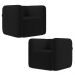 Poltrona para Sala de Estar Decorativa Kit com 2 Maggie K04 Veludo Preto - Mpozenato