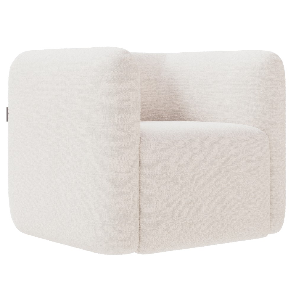 Poltrona para Sala de Estar Decorativa Quadrada Maggie K04 Bouclê Bege - Mpozenato