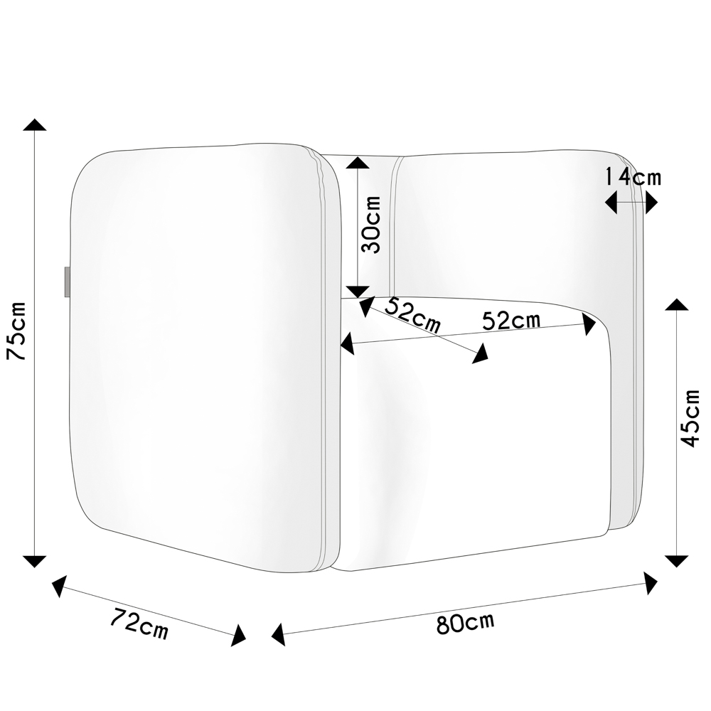 Poltrona para Sala de Estar Decorativa Quadrada Maggie K04 Bouclê Bege - Mpozenato
