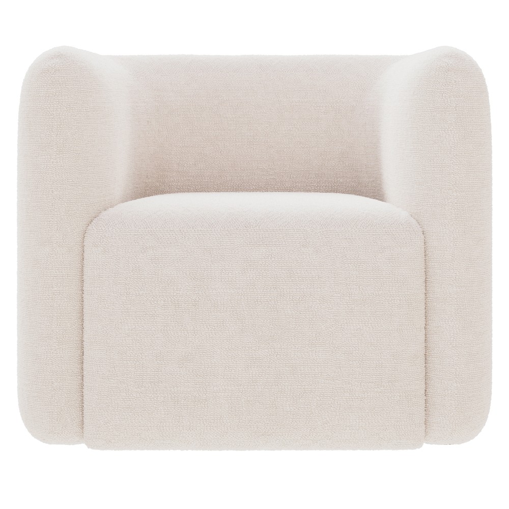 Poltrona para Sala de Estar Decorativa Quadrada Maggie K04 Bouclê Bege - Mpozenato