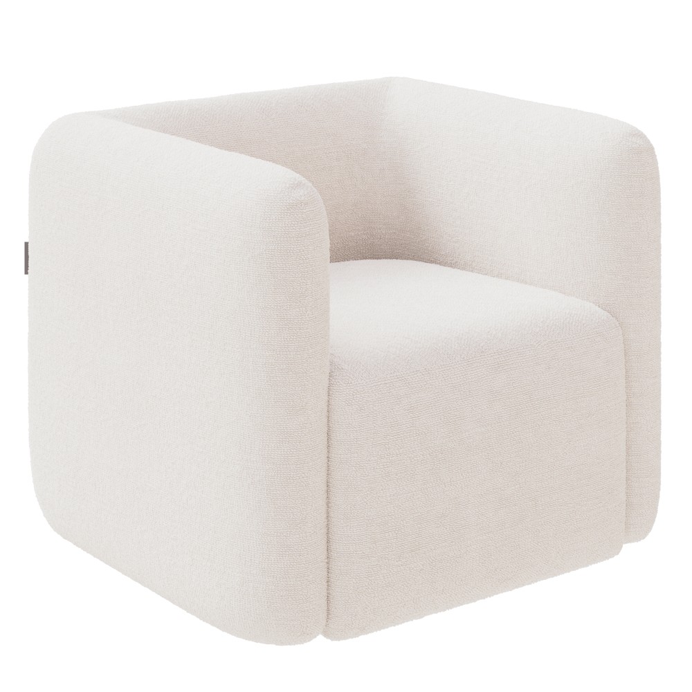 Poltrona para Sala de Estar Decorativa Quadrada Maggie K04 Bouclê Bege - Mpozenato