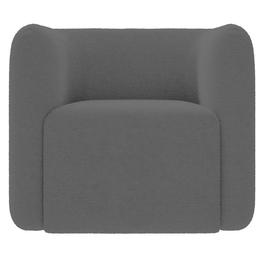 Poltrona para Sala de Estar Decorativa Quadrada Maggie K04 Bouclê Cinza - Mpozenato