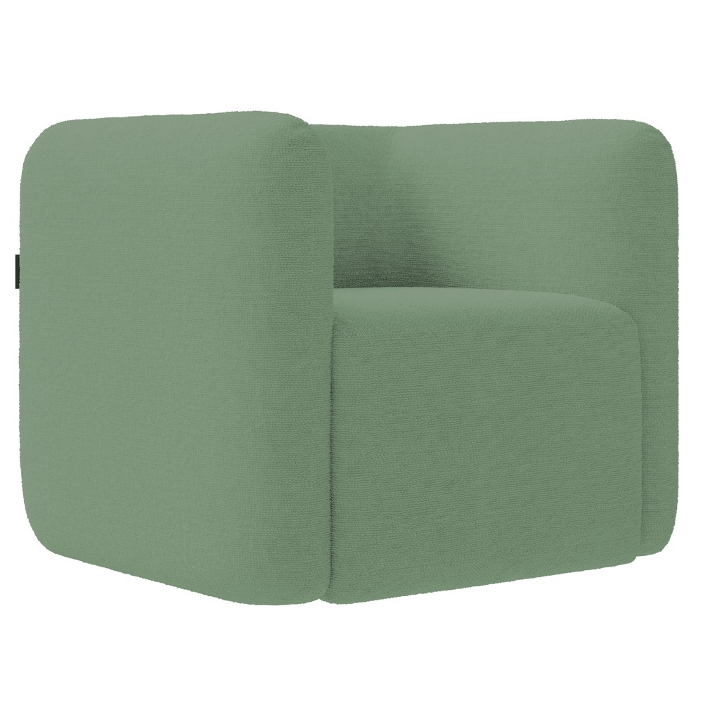 Poltrona para Sala de Estar Decorativa Quadrada Maggie K04 Bouclê Verde - Mpozenato