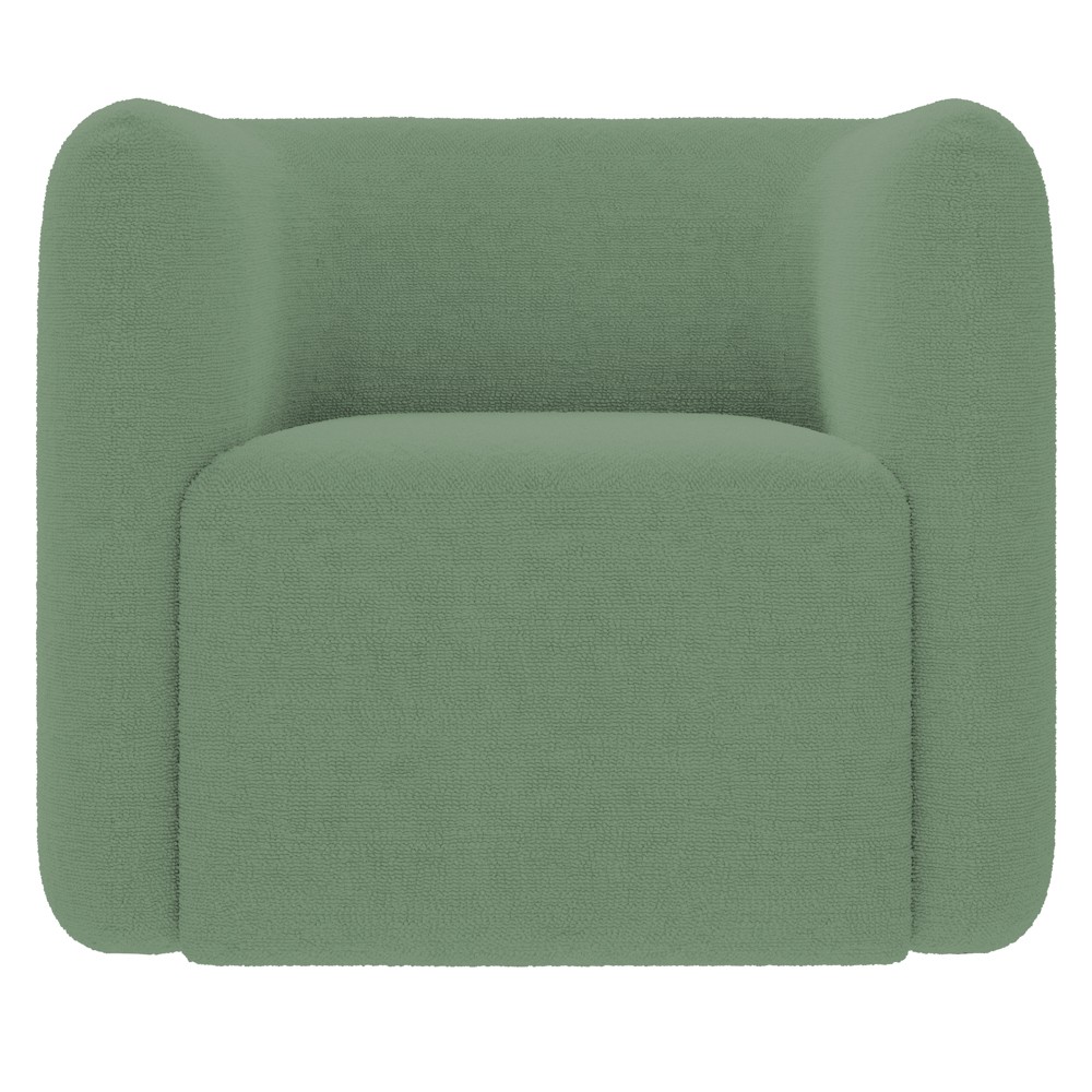Poltrona para Sala de Estar Decorativa Quadrada Maggie K04 Bouclê Verde - Mpozenato
