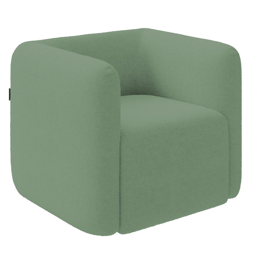 Poltrona para Sala de Estar Decorativa Quadrada Maggie K04 Bouclê Verde - Mpozenato