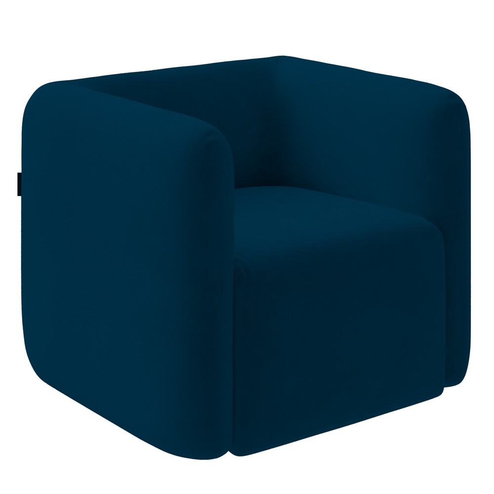 Poltrona para Sala de Estar Decorativa Quadrada Maggie K04 Veludo Azul Marinho - Mpozenato