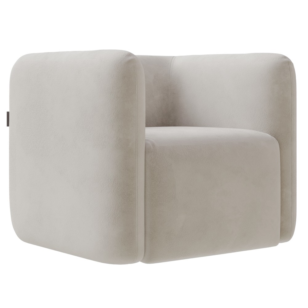 Poltrona para Sala de Estar Decorativa Quadrada Maggie K04 Veludo Bege - Mpozenato