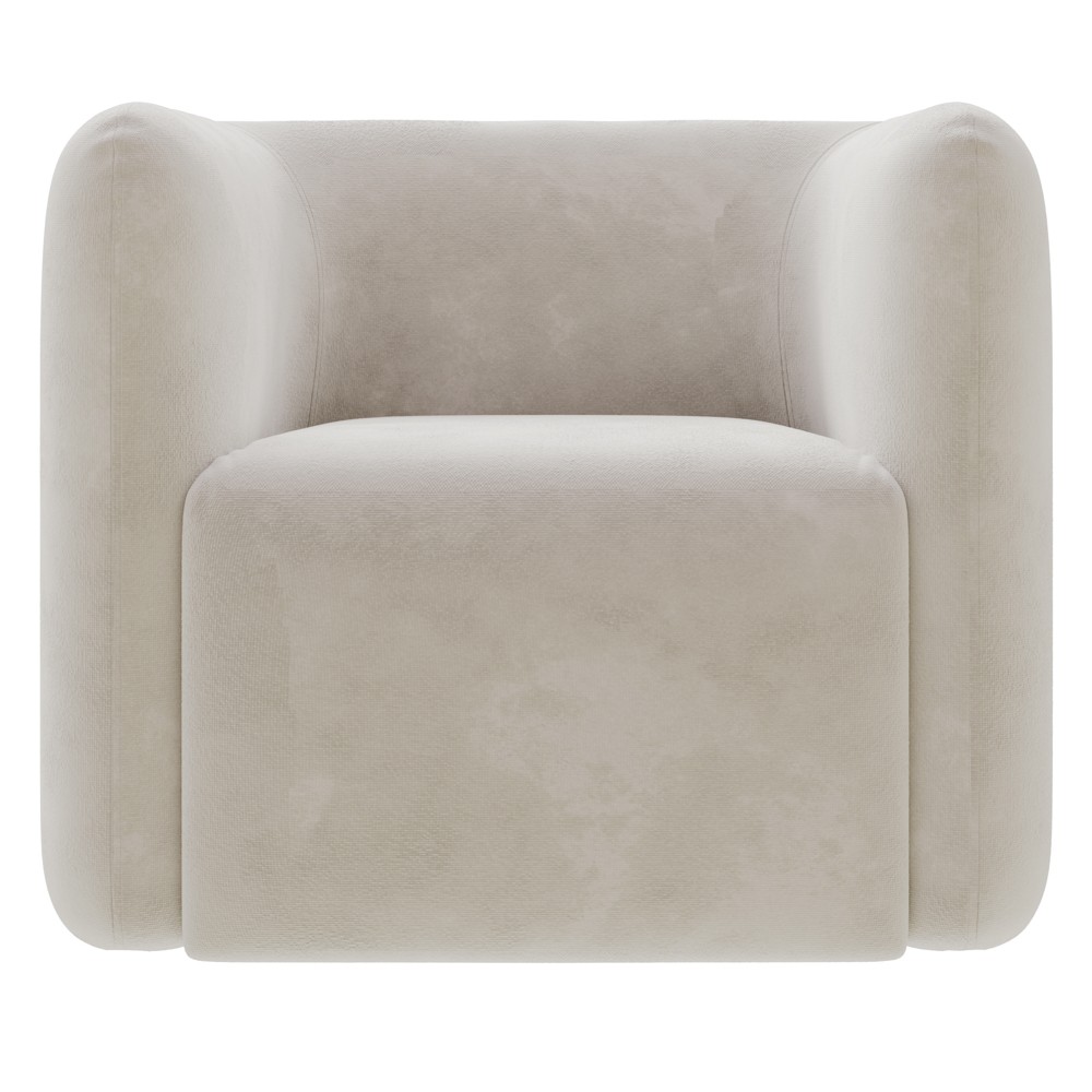 Poltrona para Sala de Estar Decorativa Quadrada Maggie K04 Veludo Bege - Mpozenato