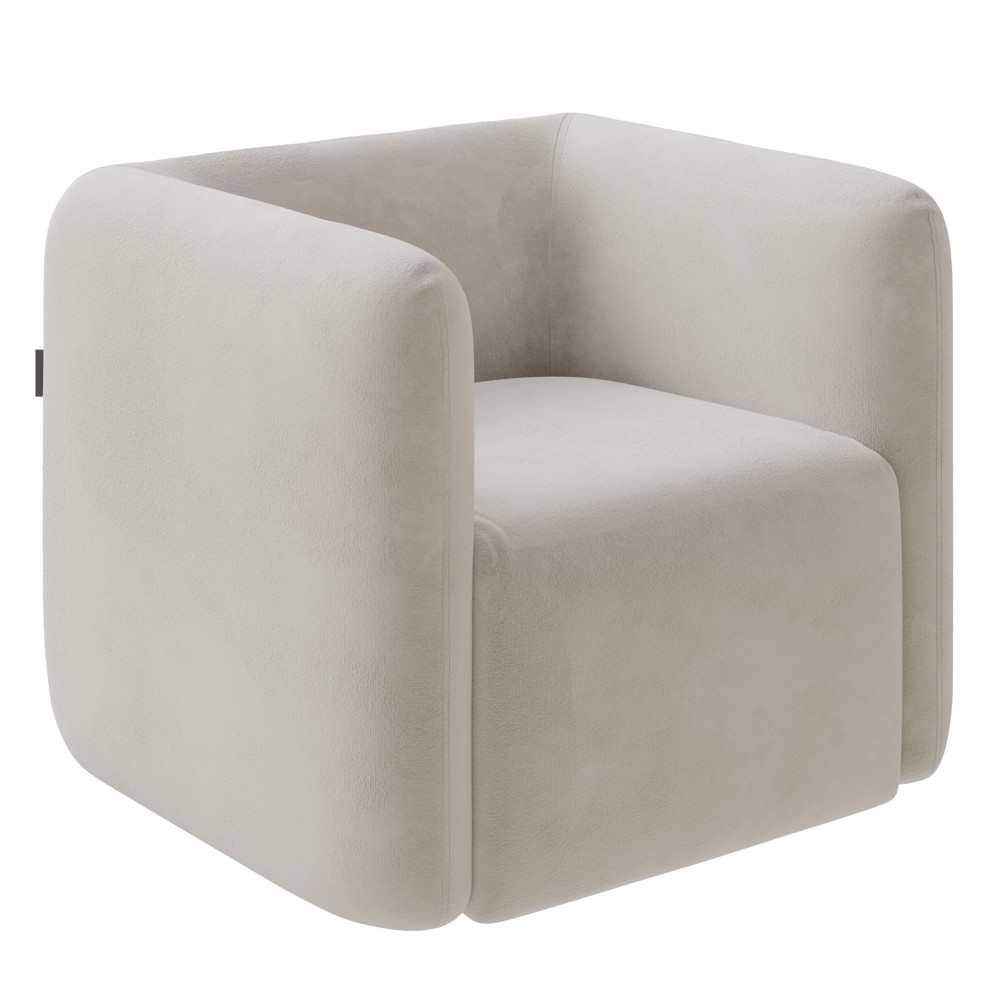 Poltrona para Sala de Estar Decorativa Quadrada Maggie K04 Veludo Bege - Mpozenato
