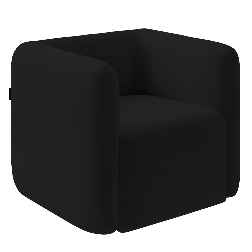 Poltrona para Sala de Estar Decorativa Quadrada Maggie K04 Veludo Preto - Mpozenato