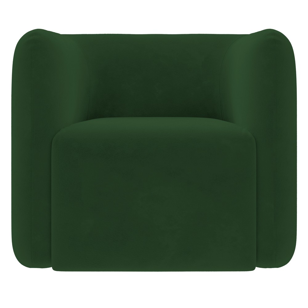 Poltrona para Sala de Estar Decorativa Quadrada Maggie K04 Veludo Verde - Mpozenato