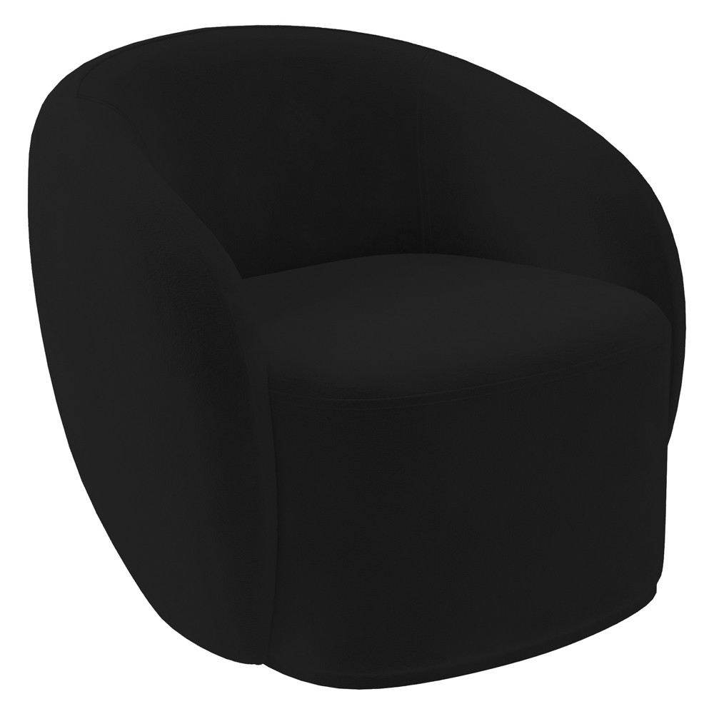 Poltrona para Sala de Estar Giratória Orgânica Garbin K04 Veludo Preto - Mpozenato