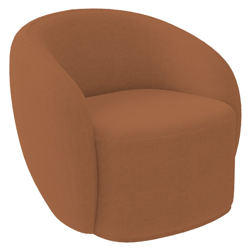 Poltrona para Sala de Estar Giratória Orgânica Garbin Z08 Boucle Terracota - Mpozenato