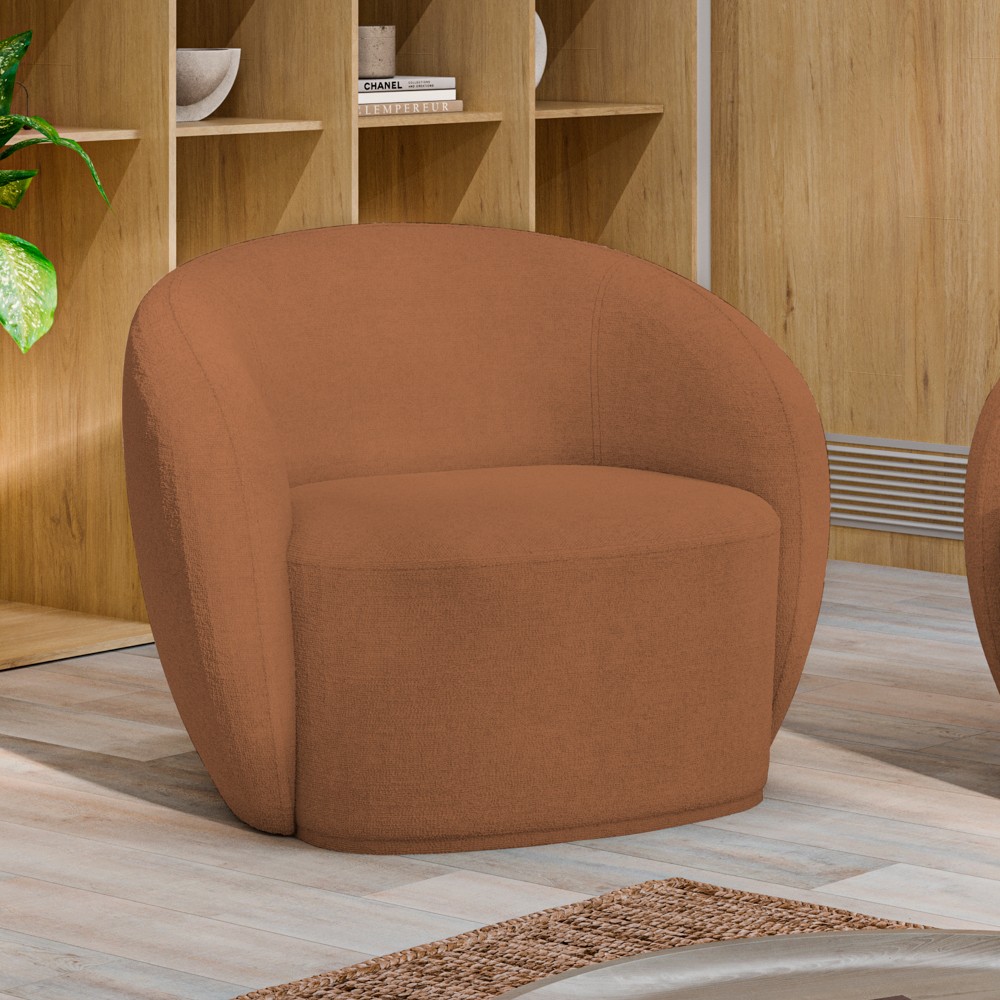 Poltrona para Sala de Estar Giratória Orgânica Garbin Z08 Boucle Terracota - Mpozenato