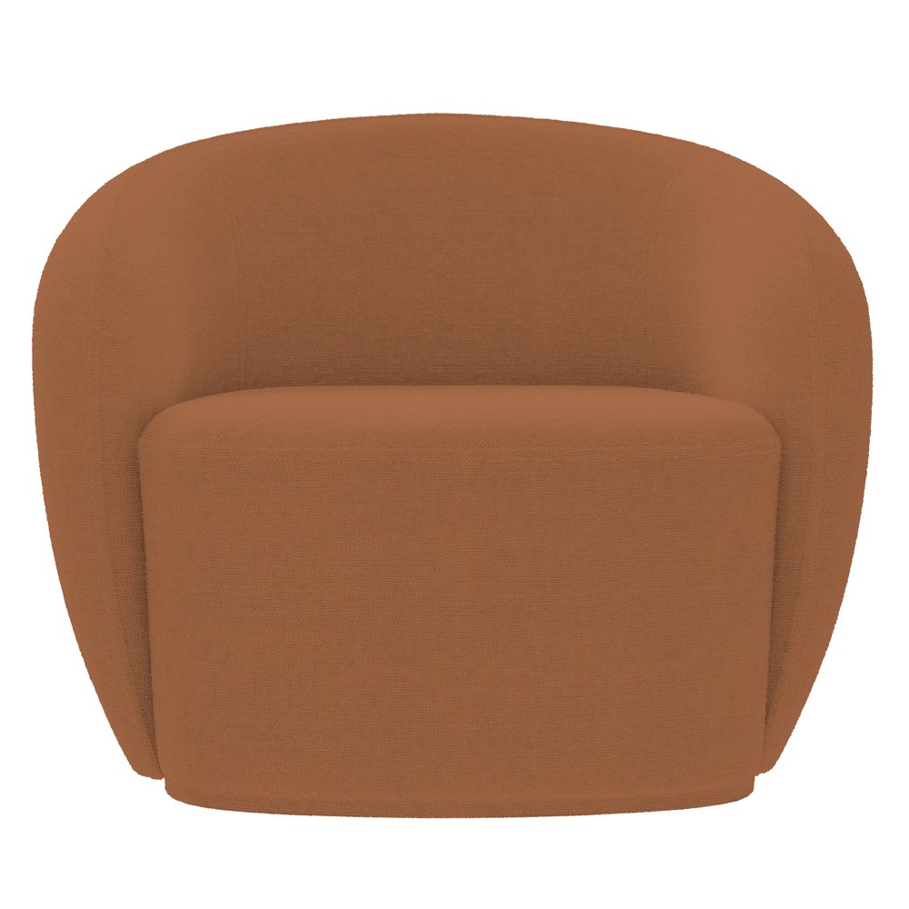 Poltrona para Sala de Estar Giratória Orgânica Garbin Z08 Boucle Terracota - Mpozenato
