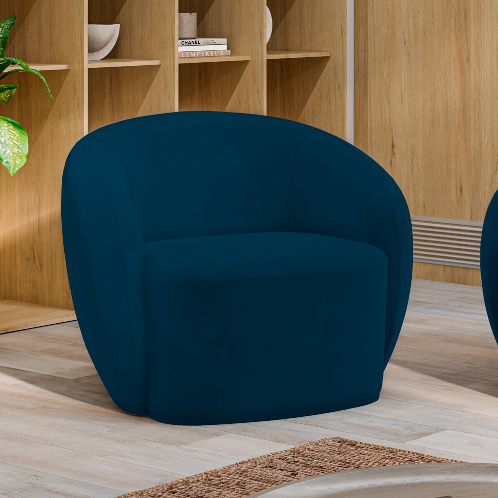 Poltrona para Sala de Estar Orgânica Kit com 2 Garbin K04 Veludo Azul Marinho - Mpozenato