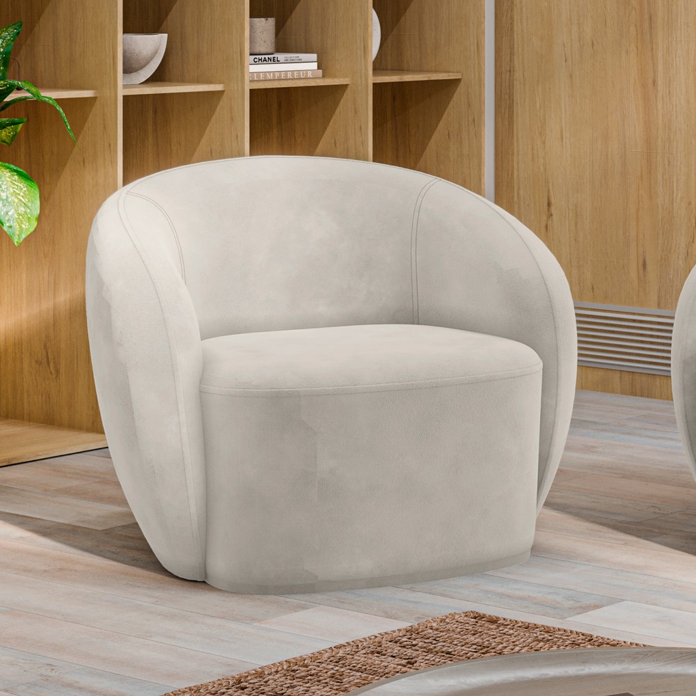 Poltrona para Sala de Estar Orgânica Kit com 2 Garbin K04 Veludo Bege - Mpozenato
