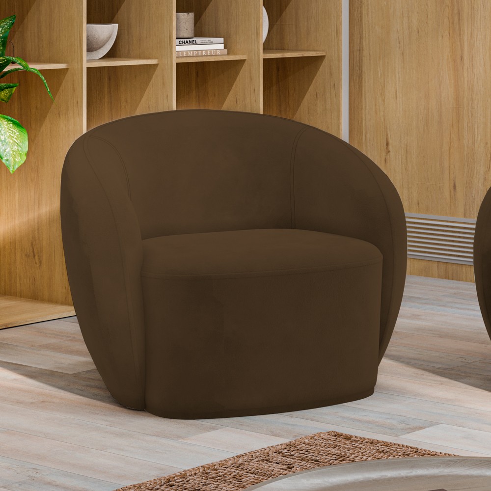 Poltrona para Sala de Estar Orgânica Kit com 2 Garbin K04 Veludo Marrom - Mpozenato