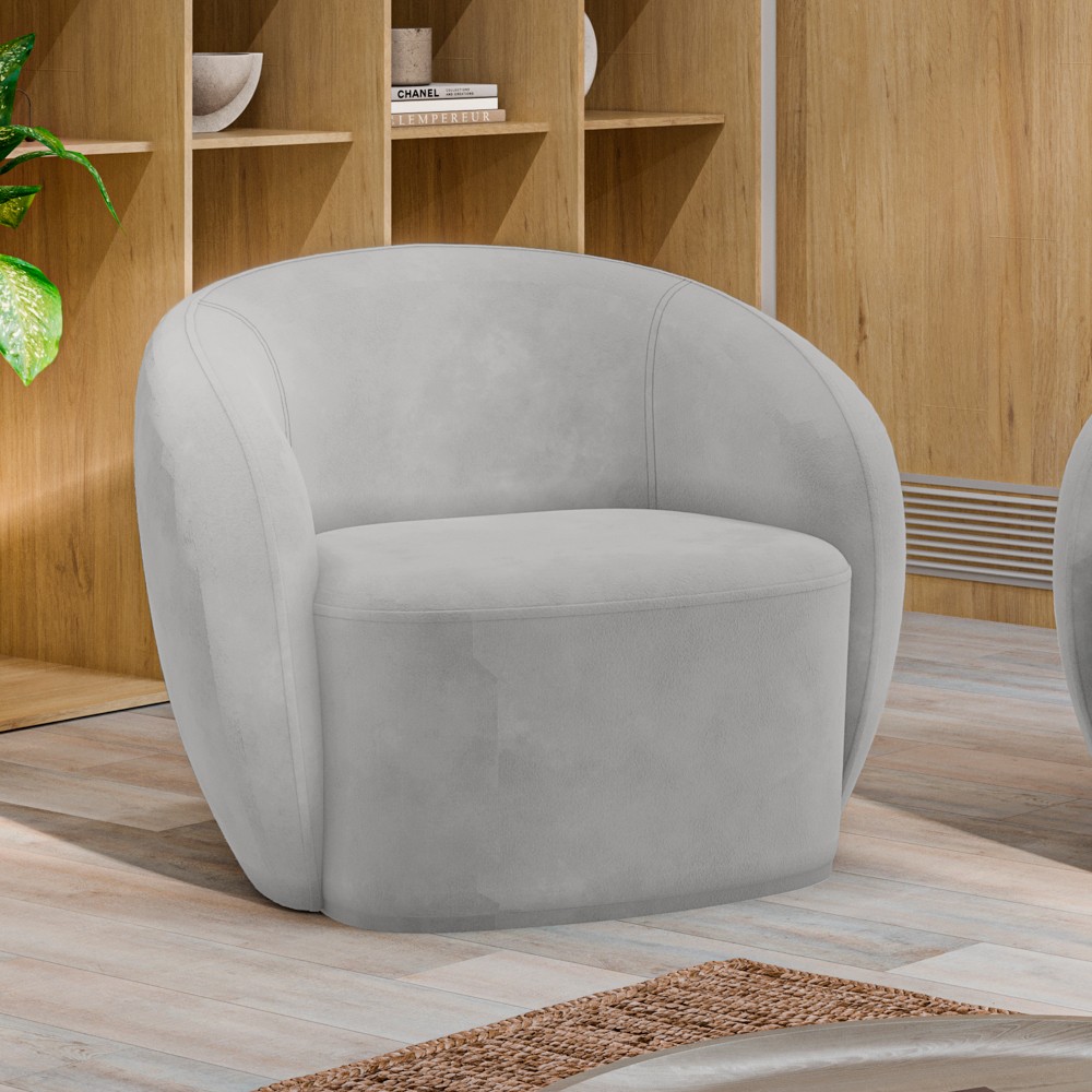 Poltrona para Sala de Estar Orgânica Kit com 2 Garbin Z08 Veludo Cinza - Mpozenato