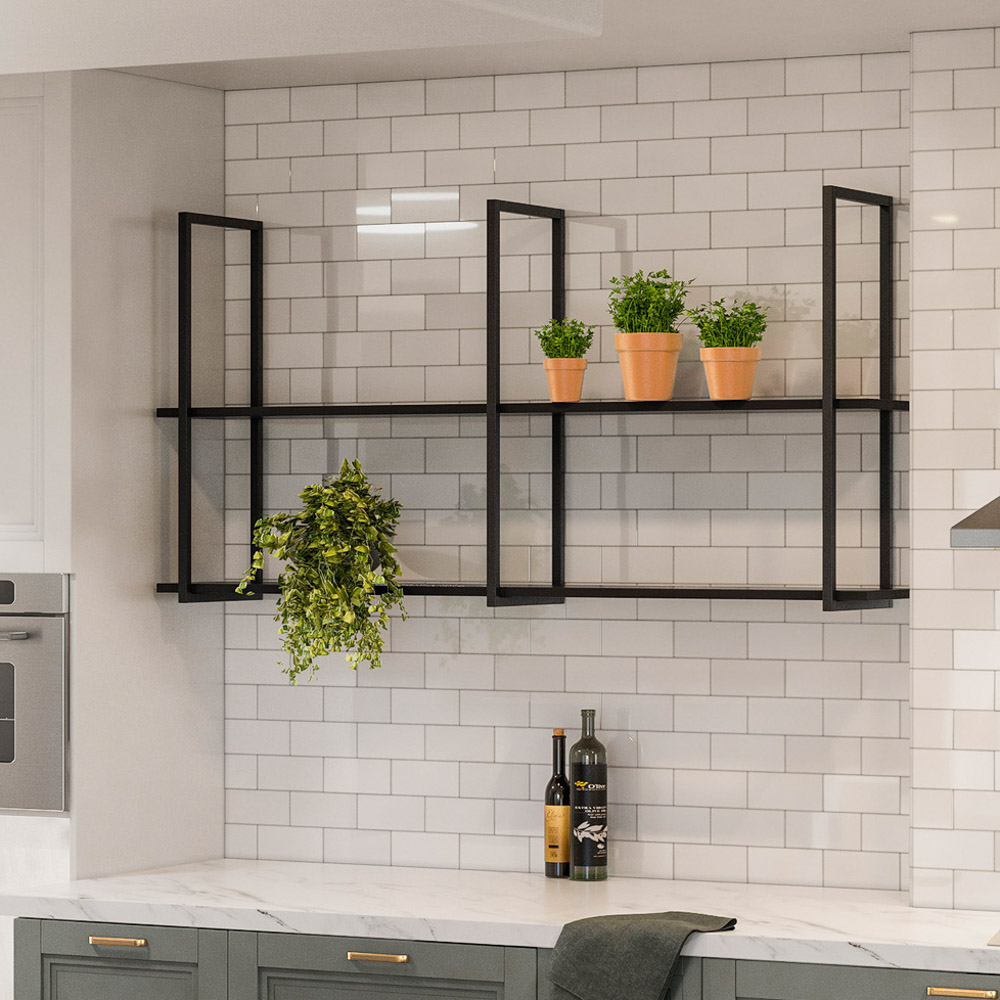Prateleira Decorativa Multiuso Grande Estilo Industrial Loft D09 Preto - Mpozenato