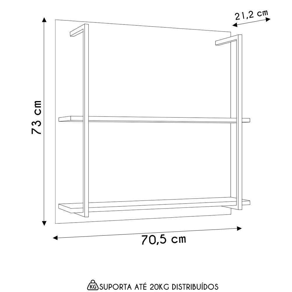 Prateleira Industrial Cozinha Dupla com Painel Flora M24 Branco - Mpozenato