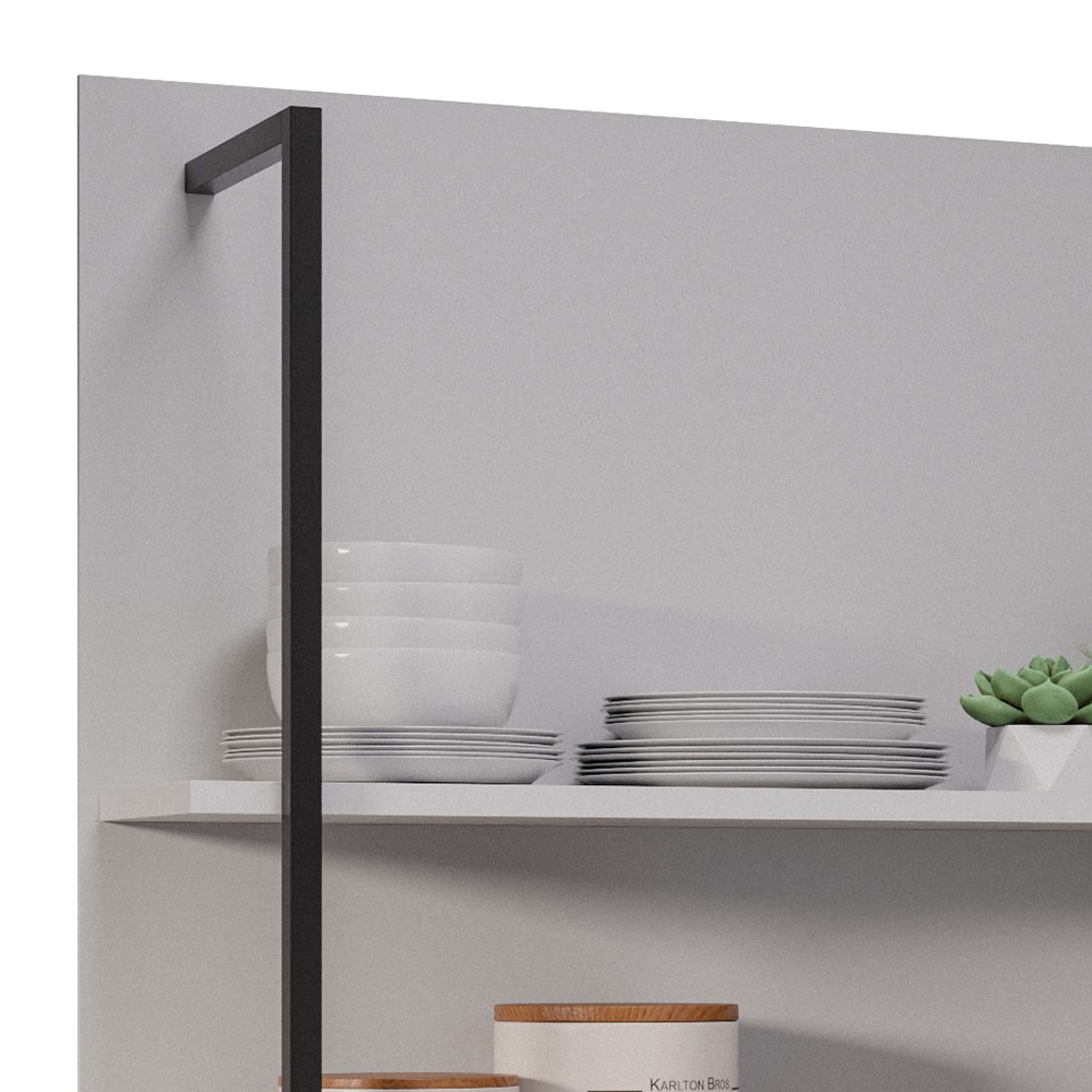 Prateleira Industrial Cozinha Dupla com Painel Flora M24 Branco - Mpozenato