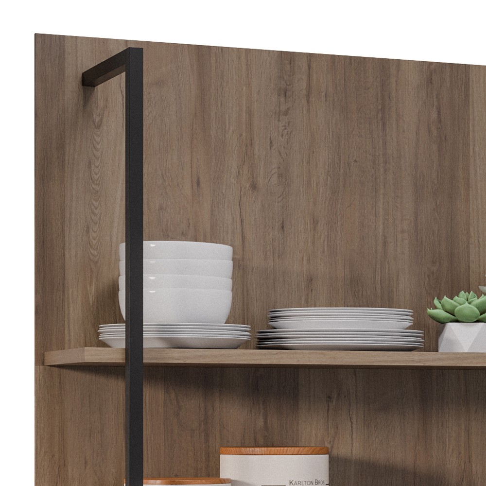 Prateleira Industrial Cozinha Dupla com Painel Flora Z34 Freijó - Mpozenato