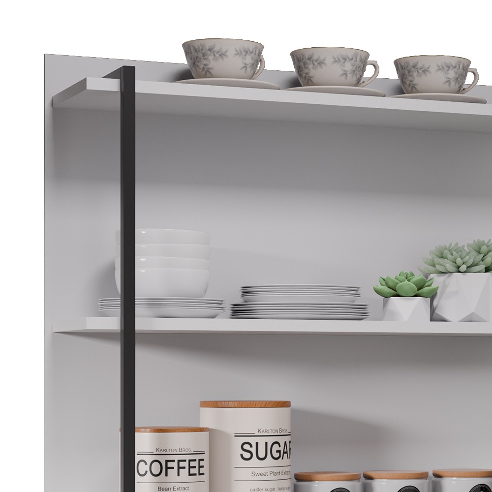 Prateleira Industrial Cozinha Tripla com Painel Flora M24 Branco - Mpozenato