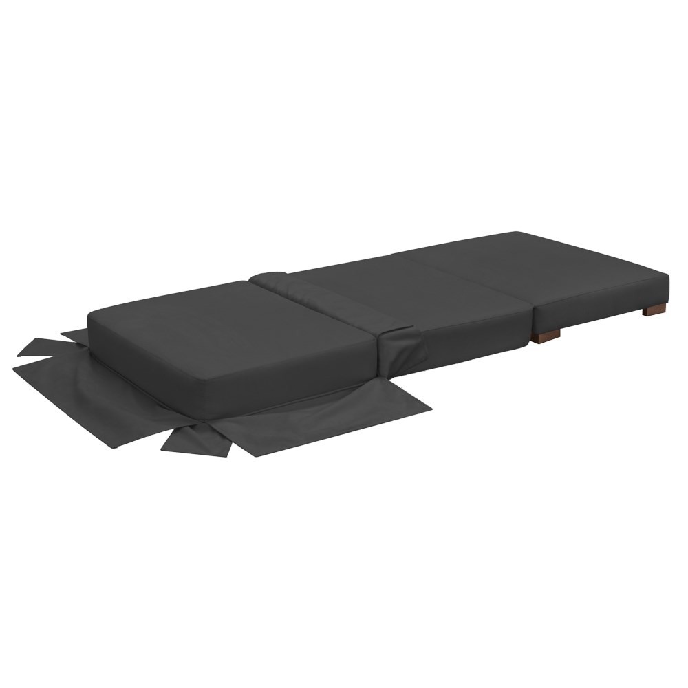 Puff Cama Solteiro Lúcia Suede D05 Cinza Escuro - Mpozenato