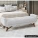 Puff Recamier Calçadeira 140cm Base Madeira Neville P02 Bouclé Branco - Mpozenato