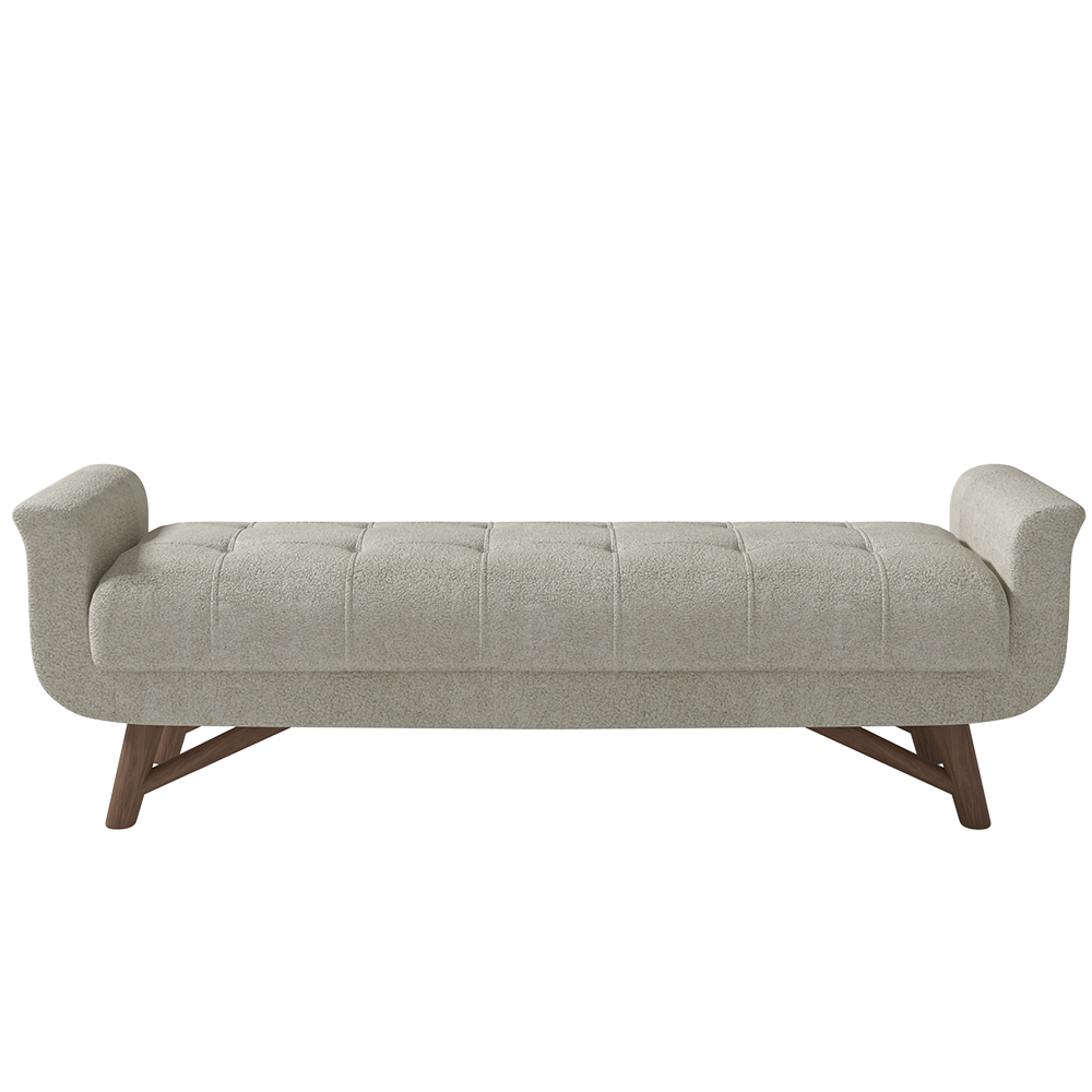 Puff Recamier Calçadeira 140cm Base Madeira Neville P02 Bouclé Cru - Mpozenato