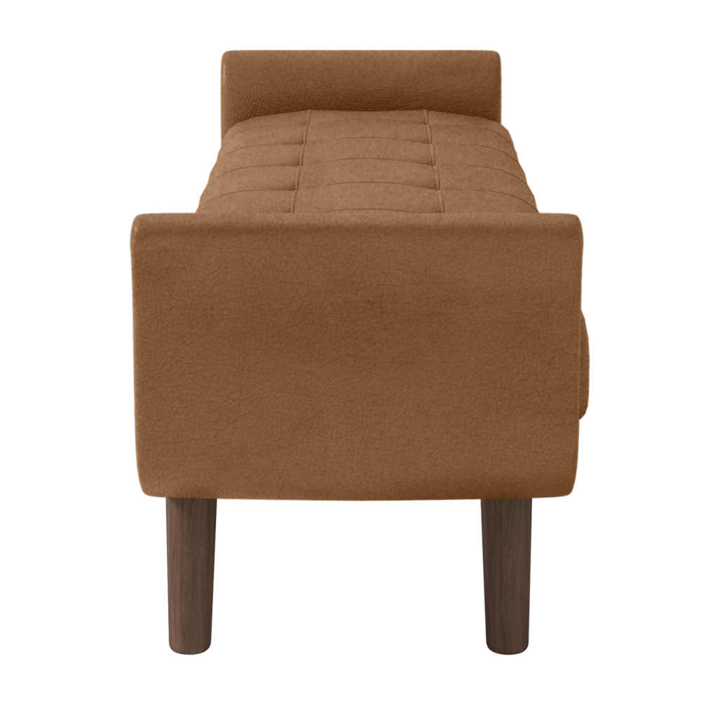 Puff Recamier Calçadeira 140cm Base Madeira Neville P02 Sintético Caramelo - Mpozenato