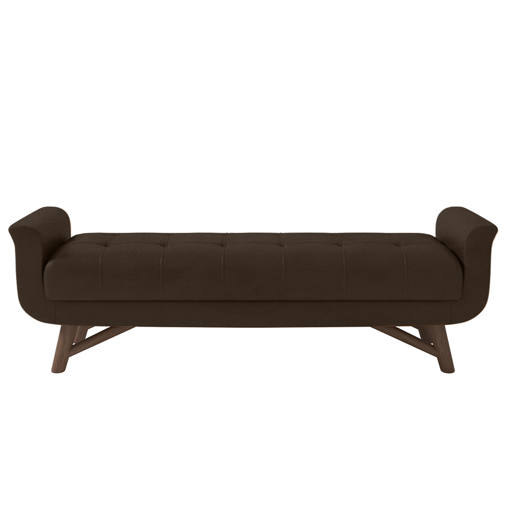 Puff Recamier Calçadeira 140cm Base Madeira Neville P02 Sintético Marrom - Mpozenato