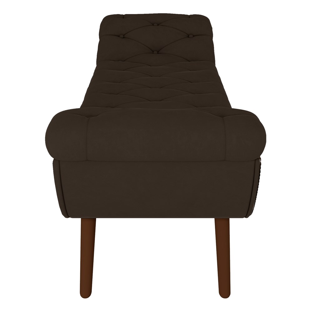 Puff Recamier Calçadeira 140cm Pés Palito Madeira Vêneto Z37 Veludo Marrom - Mpozenato