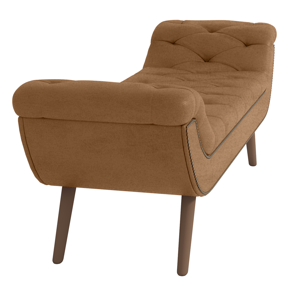 Puff Recamier Calçadeira 140cm Pés Palito Madeira Venêto P02 Sintético Caramelo - Mpozenato