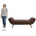 Puff Recamier Calçadeira 140cm Pés Palito Madeira Venêto P02 Sintético Marrom - Mpozenato