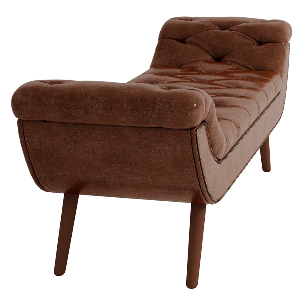 Puff Recamier Calçadeira 140cm Pés Palito Madeira Venêto P02 Sintético Marrom - Mpozenato