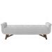 Puff Recamier Calçadeira 160cm Base Madeira Neville P02 Bouclé Branco - Mpozenato